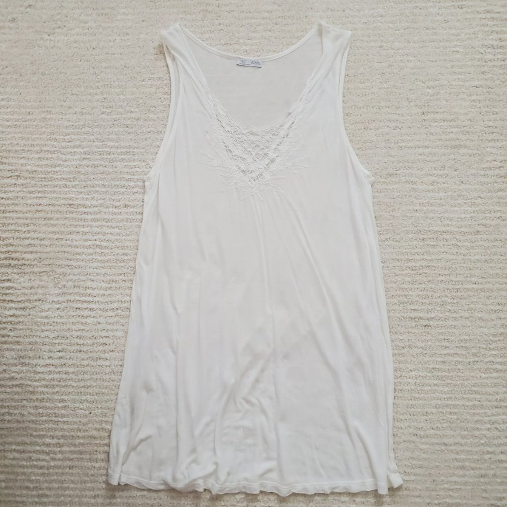 Zara White Tank with Embroidery